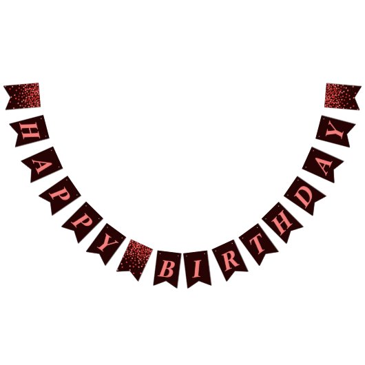 Black Red Confetti Happy Birthday Bunting Flags バンティングフラッグ (全)