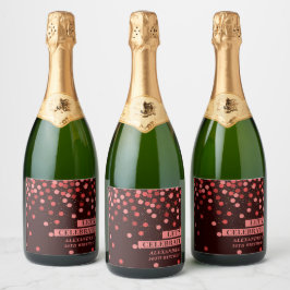 Black Red Confetti Let’s Celebrate Sparkling Wine  スパークリングワインラベル