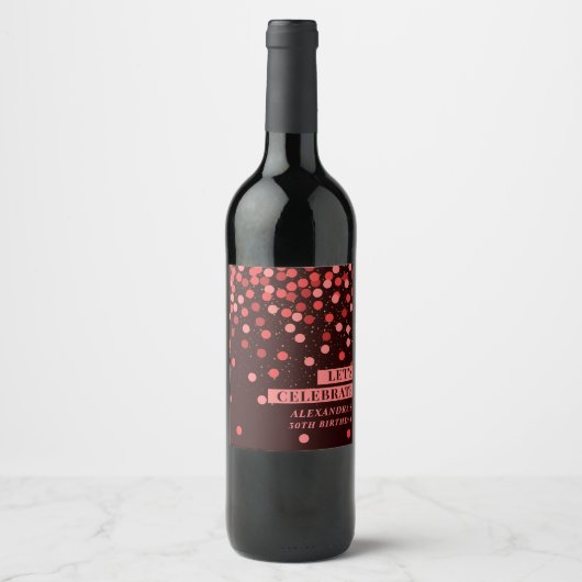 Black Red Confetti Let’s Celebrate Wine Label ワインラベル (正面)