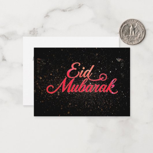 Black & Red Eid Mubarak Note Card ノートカード (正面/裏面インサイチュ)