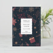 Black Red Floral Whimsical Watercolor Holiday Card (スタンド正面)