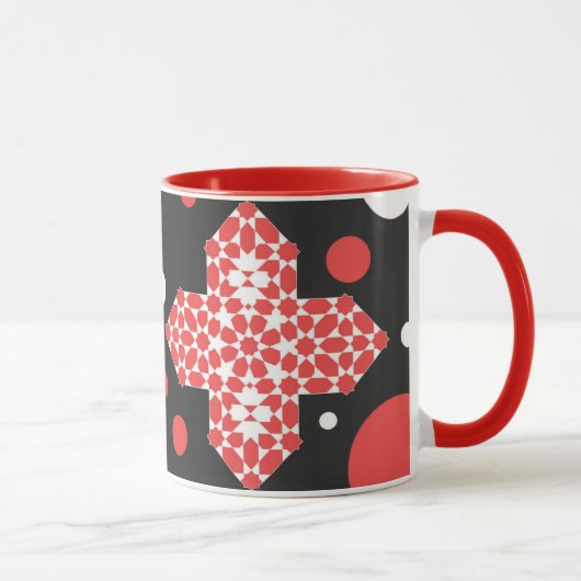 Black & Red Geometric Pattern Mug マグカップ (右)