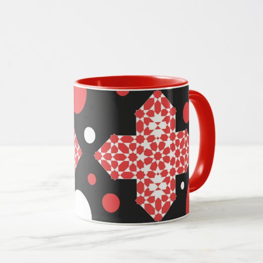 Black & Red Geometric Pattern Mug マグカップ (正面右)