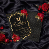 Black, Red & Gold 21st Birthday Invitation 招待状