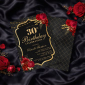 Black, Red & Gold 30th Birthday Invitation 招待状