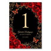 Black Red Gold Quinceanera テーブルナンバー (正面)