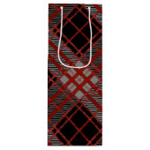 BLACK RED GRAY HALLOWEEN PLAID PATTERN ワインギフトバッグ (正面)