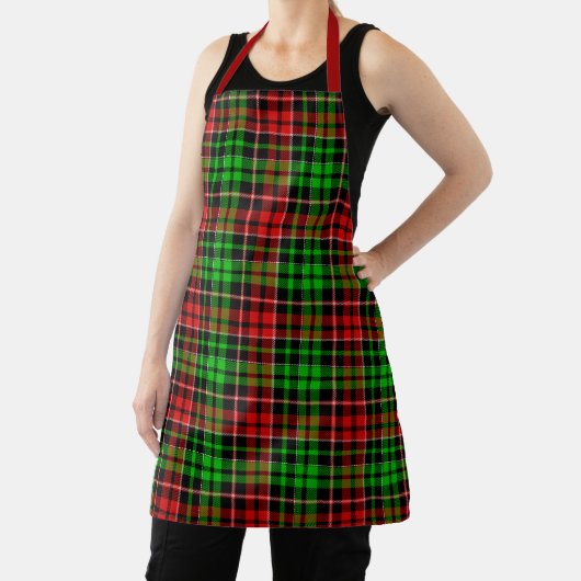 Black Red Green Plaid Tartan Design  エプロン (インサイチュ)
