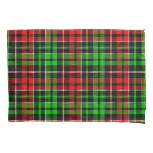 Black Red Green Plaid Tartan Design  枕カバー (正面)