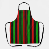 Black Red Green Stripes Pattern   エプロン (正面)