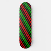 Black Red Green Stripes Pattern   スケートボード (正面)
