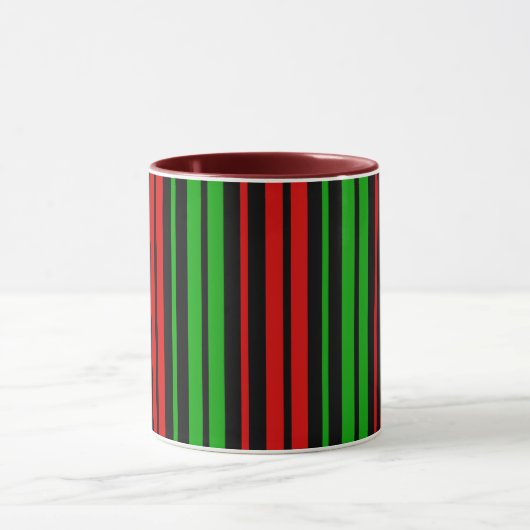 Black Red Green Stripes Pattern   マグカップ (中央)
