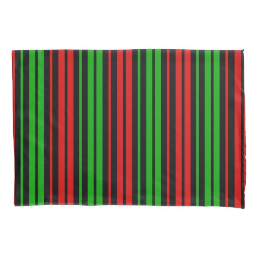 Black Red Green Stripes Pattern   枕カバー (正面)