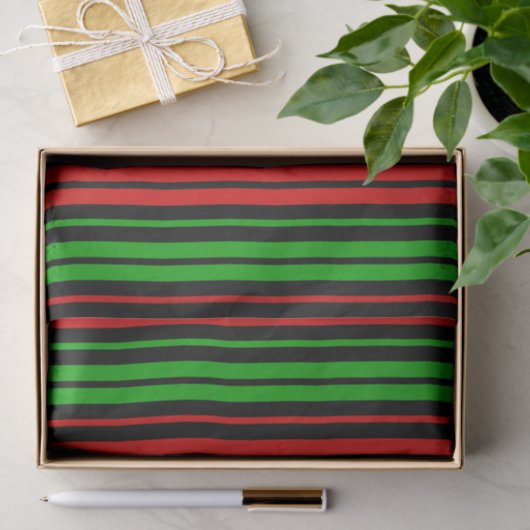 Black Red Green Stripes Pattern   薄葉紙 (ギフト)