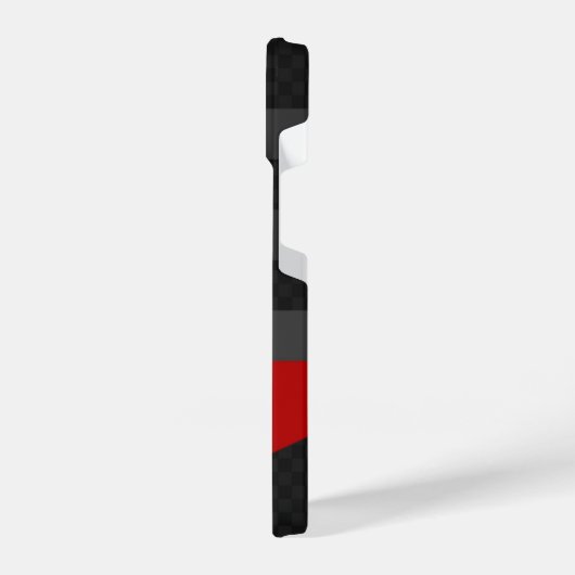 Black, Red, Grey Carbon Fiber Phone Case – Modern  iPhoneケース (左側面)