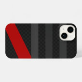 Black, Red, Grey Carbon Fiber Phone Case – Modern  iPhoneケース (裏面横)