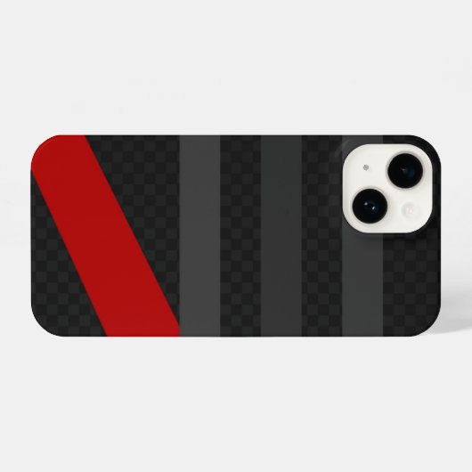 Black, Red, Grey Carbon Fiber Phone Case – Modern iPhoneケース (裏面横)