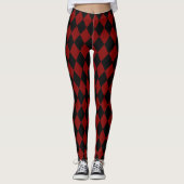 Black & Red Harlequin Pattern Leggings レギンス (正面)