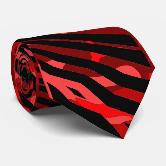 Black & Red lava Zebra pattern Mens Tie ネクタイ (ロール)