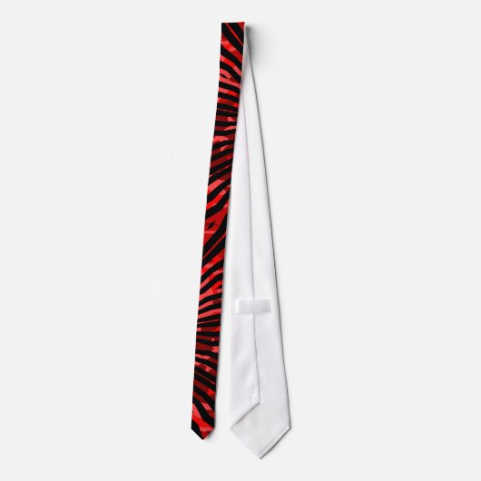 Black & Red lava Zebra pattern Mens Tie ネクタイ (裏面)