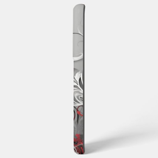 Black Red Leaf design Samsung Galaxyケース (裏面横)