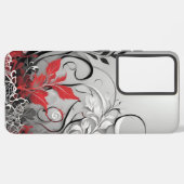 Black Red Leaf design Samsung Galaxyケース (左側面)