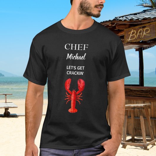 Black red lobster crawfish boil party chef cook tシャツ