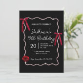 Black Red Modern Coquette 19th Birthday Invitation 招待状 (スタンド正面)