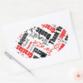 Black Red Multilingual Thank Youタイポグラフィクラウド 楕円形シール (封筒)