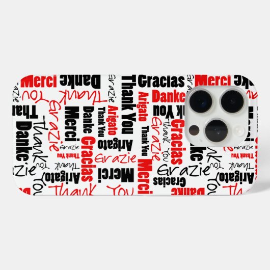 Black Red Multilingual Thank You Word Cloud Case-Mate iPhoneケース (裏面 (横))