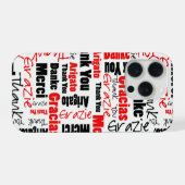 Black Red Multilingual Thank You Word Cloud iPhoneケース (裏面横)