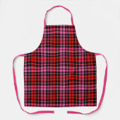 Black Red Pink Plaid Tartan Design  エプロン (正面)