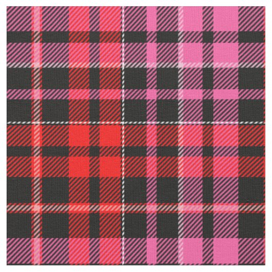 Black Red Pink Plaid Tartan Design  ファブリック (クローズアップ)