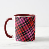 Black Red Pink Plaid Tartan Design  マグカップ (左)