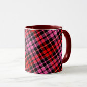 Black Red Pink Plaid Tartan Design  マグカップ (正面右)