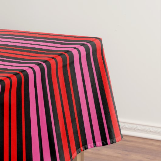 Black Red Pink Vertical Stripes Design Classic  テーブルクロス (インサイチュ)