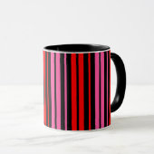Black Red Pink Vertical Stripes Design Classic  マグカップ (正面右)
