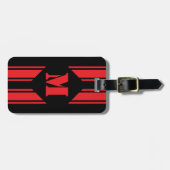 Black Red Racing Stripes Monogram ラゲッジタグ (正面横)