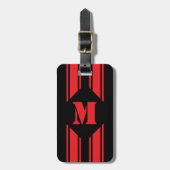 Black Red Racing Stripes Monogram ラゲッジタグ (正面縦)