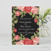 Black & Red Roses Wedding Invitation – Elegant 招待状 (スタンド正面)