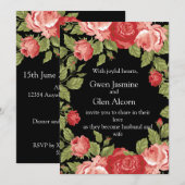 Black & Red Roses Wedding Invitation – Elegant 招待状 (正面/裏面)