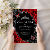 Black Red Silver Quinceanera セーブザデート