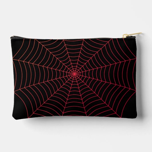Black red spider web Halloween pattern アクセサリーポーチ (裏面)