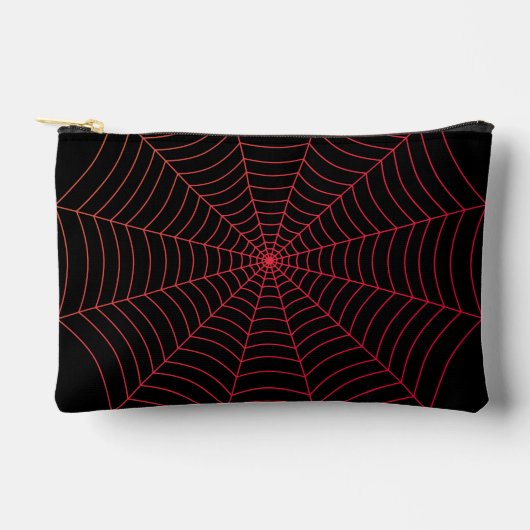 Black red spider web Halloween pattern アクセサリーポーチ (正面)