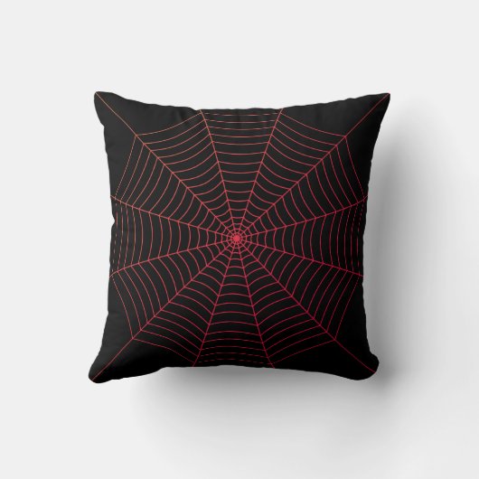 Black red spider web Halloween pattern クッション (裏面)