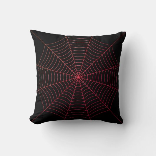 Black red spider web Halloween pattern クッション (正面)