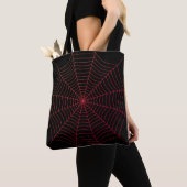 Black red spider web Halloween pattern トートバッグ (クローズアップ)