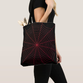 Black red spider web Halloween pattern トートバッグ