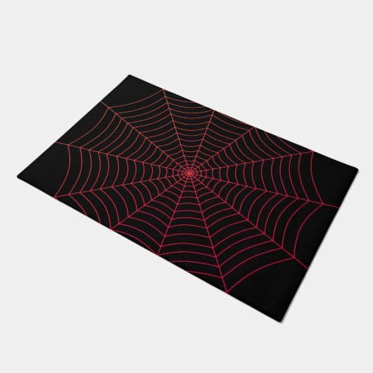 Black red spider web Halloween pattern ドアマット (アングル)