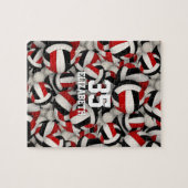 black red team colors girls boys volleyball ジグソーパズル (横)
